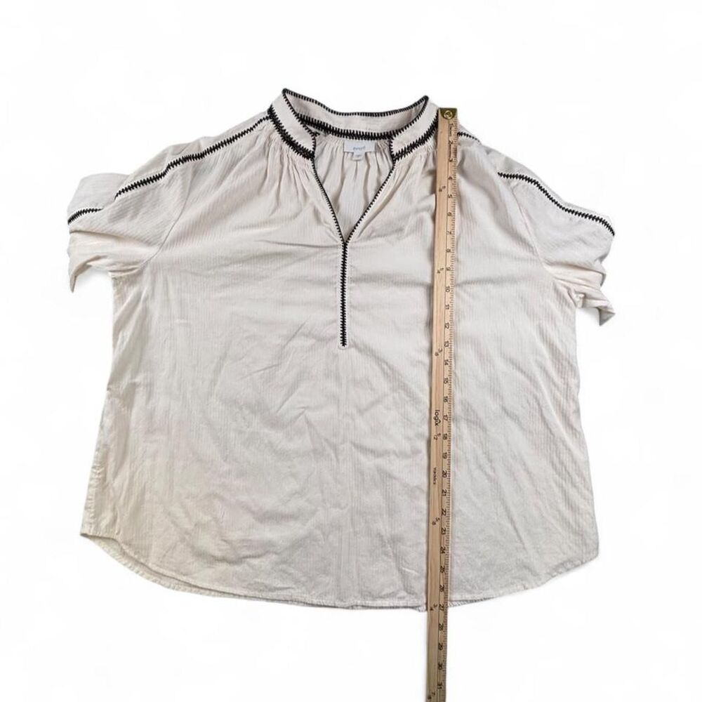 Pure Jill J Jill Cotton Tunic Blouse Women's 1X White Black Embroidered Boho - Picture 4 of 6